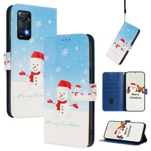 For Redmi Note 11 Pro / 11 Pro+ 5G Global Christmas Series Buckle Leather Phone Case with Hand Strap(Snowflake Snowman)
