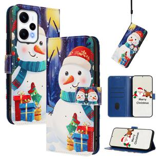 For Redmi Note 12 Turbo 5G / Xiaomi Poco F5 Christmas Series Buckle Leather Phone Case with Hand Strap(Gift Box Snowman)