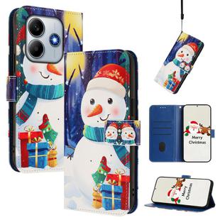 For Redmi Note 14 4G 163.25mm Christmas Series Buckle Leather Phone Case with Hand Strap(Gift Box Snowman)