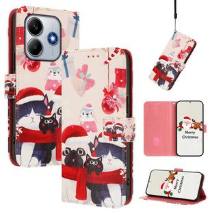 For Redmi Note 14 5G Global Christmas Series Buckle Leather Phone Case with Hand Strap(Christmas Animals)