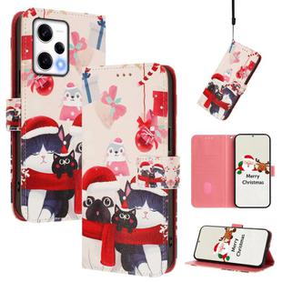 For Redmi Note 12 Pro+ 5G Global Christmas Series Buckle Leather Phone Case with Hand Strap(Christmas Animals)