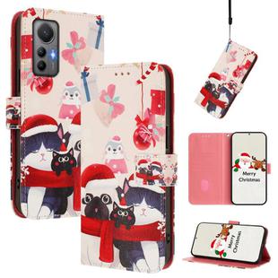 For Xiaomi 12 Lite Christmas Series Buckle Leather Phone Case with Hand Strap(Christmas Animals)