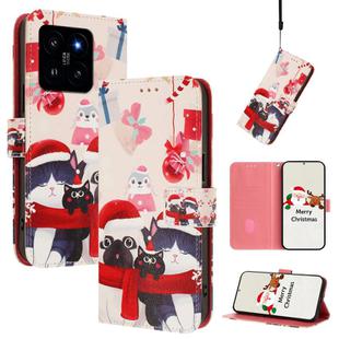 For Xiaomi 14 5G Christmas Series Buckle Leather Phone Case with Hand Strap(Christmas Animals)