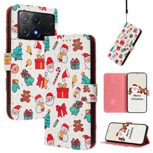 For Xiaomi Poco X6 Pro Christmas Series Buckle Leather Phone Case with Hand Strap(Christmas Elements)