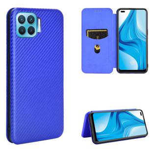 For OPPO F17 Pro / A93 / Reno4 Lite Carbon Fiber Texture Horizontal Flip TPU + PC + PU Leather Case with Card Slot(Blue)