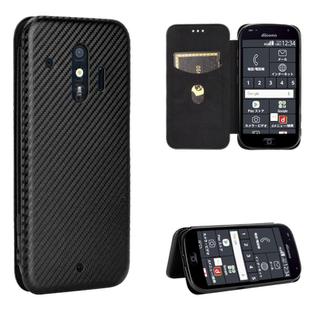 For Fujitsu F-42A / F-01L Carbon Fiber Texture Horizontal Flip TPU + PC + PU Leather Case with Card Slot(Black)