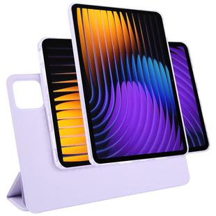 For Xiaomi Pad 7 / 7 Pro Trifold Magnetic Split Acrylic Leather Tablet Case(Taro Purple)