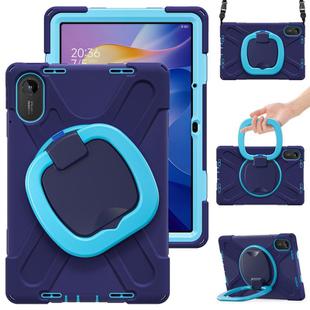 For Xiaomi Redmi Pad 2 Silicone Hybrid PC Tablet Case with Holder & Shoulder Strap(Navy Blue Blue)