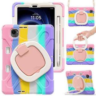 For Xiaomi Redmi K Pad 8.8 2025 Silicone Hybrid PC Tablet Case with Holder & Shoulder Strap(Colorful Pink)