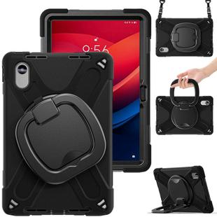 For Lenovo Xiaoxin Pad 11 2024 / 2025 Silicone Hybrid PC Tablet Case with Holder & Shoulder Strap(Black)