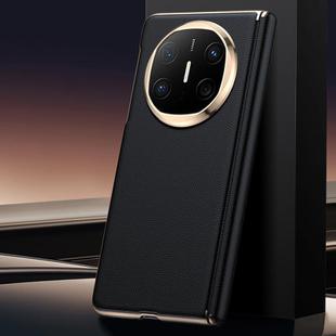 For Huawei Mate X6 Folding Shaft Skin Feel Leather Texture Cooling MagSafe Phone Case(Black)
