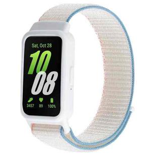For Samsung Galaxy Fit 3 xDfind Watch Frame Integrated Nylon Hook and Loop Fastener Watch Band(Milky White)