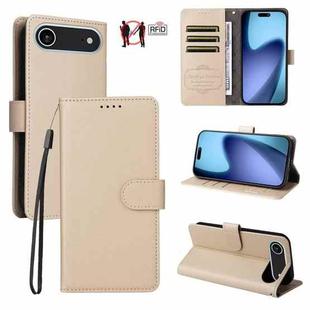 For iPhone 17 Air Litchi Texture RFID Blocking 3-Card Wallet Leather Phone Case(Beige)