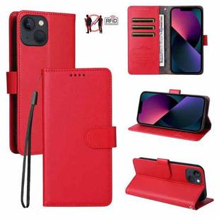 For iPhone 13 mini Litchi Texture RFID Blocking 3-Card Wallet Leather Phone Case(Red)