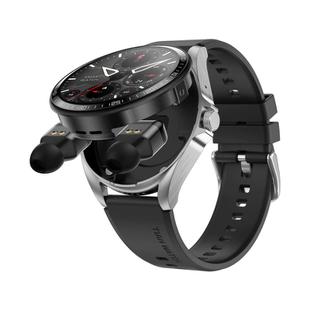F36 1.46 inch TFT Color Screen 2 in 1 Bluetooth Earphone Smart Watch, Support Bluetooth Call / NFC(Silver+Black Silicone)