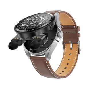 F36 1.46 inch TFT Color Screen 2 in 1 Bluetooth Earphone Smart Watch, Support Bluetooth Call / NFC(Silver+Black Leather)