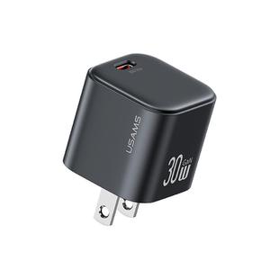 USAMS CC269 30W GaN USB-C / Type-C Port Mini Fast Charger, Plug:US Plug(Black)