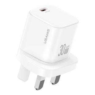 USAMS CC276 30W GaN USB-C / Type-C Port Mini Fast Charger, Plug:UK Plug(White)