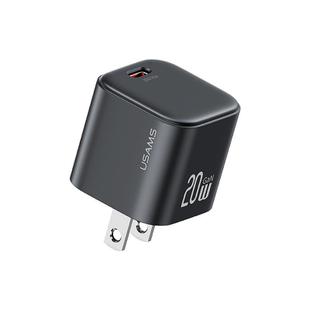 USAMS CC267 20W GaN USB-C / Type-C Port Mini Fast Charger, Plug:US Plug(Black)