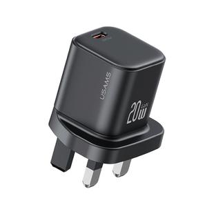 USAMS CC274 20W GaN USB-C / Type-C Port Mini Fast Charger, Plug:UK Plug(Black)