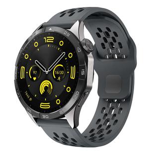 20mm xDfind Flat Head Breathable Hole Black Buckle Silicone Watch Band(Space Grey)