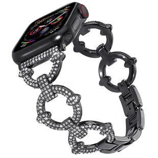 For Apple Watch 38 / 40 / 41 / S10 42mm xDfind O-shaped Diamond Metal Watch Band(Black)