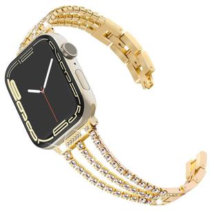 For Apple Watch 38 / 40 / 41 / S10 42mm xDfind Three Diamond Metal Watch Band(Gold)