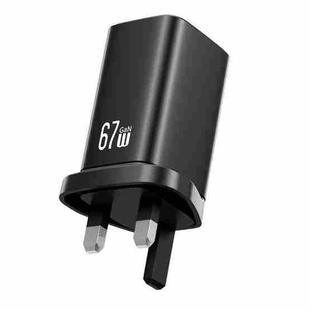 USAMS CC279 67W GaN USB and Dual Type-C Three-Port Fast Charger, Plug:UK Plug(Black)