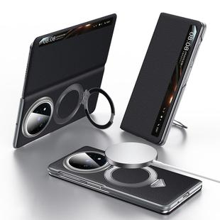 For vivo X Fold5 SULADA Smart View Window MagSafe Magnetic Holder Leather Phone Case(Black)