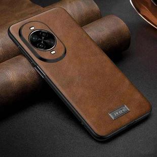 For Huawei nova 14 Pro SULADA Shockproof TPU Hybrid Handmade Leather Precise Hole Phone Case(Brown)