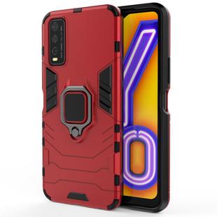 For Vivo Y20 PC + TPU Shockproof Protective Case with Magnetic Ring Holder(Red)