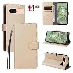 For Google Pixel 8a Litchi Texture RFID Blocking 3-Card Wallet Leather Phone Case(Beige)