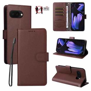 For Google Pixel 9a Litchi Texture RFID Blocking 3-Card Wallet Leather Phone Case(Brown)