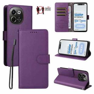 For Tecno Spark 30 5G / Pova 6 Neo 5G Litchi Texture RFID Blocking 3-Card Wallet Leather Phone Case(Purple)
