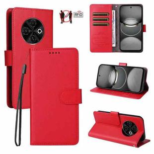 For Tecno Spark 30C 4G Litchi Texture RFID Blocking 3-Card Wallet Leather Phone Case(Red)