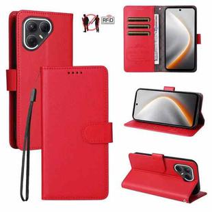 For Tecno Pova 7 5G Litchi Texture RFID Blocking 3-Card Wallet Leather Phone Case(Red)