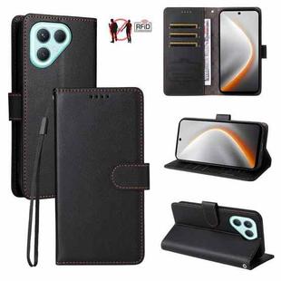 For Tecno Pova 7 Pro 5G Litchi Texture RFID Blocking 3-Card Wallet Leather Phone Case(Black)