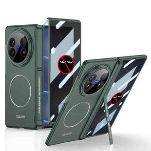 For vivo X Fold5 GKK Privacy Integrated MagSafe Magnetic All-Inclusive Phone Case with Holder(Night Green)
