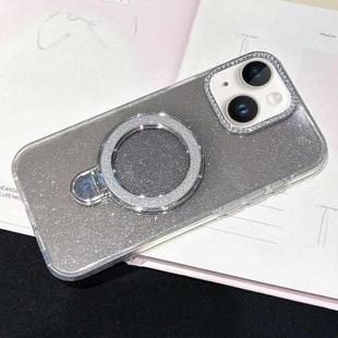 For iPhone 14 Plus Gradient Glitter Diamonds MagSafe Phone Case(Black)