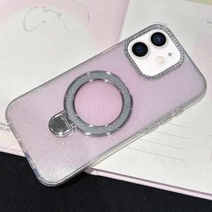 For iPhone 12 Gradient Glitter Diamonds MagSafe Phone Case(Light Pink)
