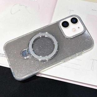 For iPhone 12 Gradient Glitter Diamonds MagSafe Phone Case(Black)