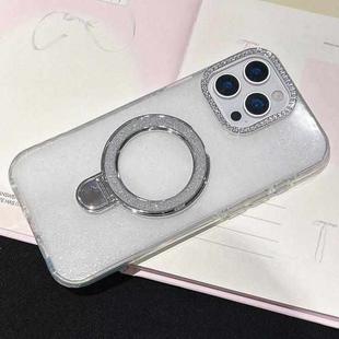 For iPhone 12 Pro Max Gradient Glitter Diamonds MagSafe Phone Case(White)