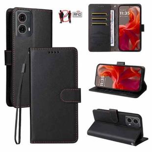 For Motorola Edge 50 Fusion / G96 5G Litchi Texture RFID Blocking 3-Card Wallet Leather Phone Case(Black)