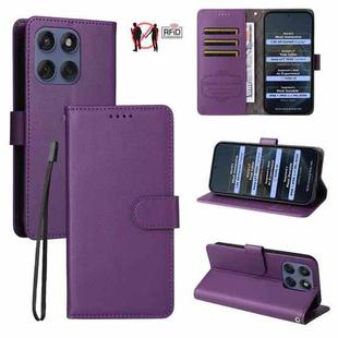 For Motorola Edge 60 Fusion / Edge 5G 2025 Litchi Texture RFID Blocking 3-Card Wallet Leather Phone Case(Purple)