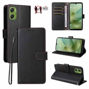 For Motorola Moto G06 4G Litchi Texture RFID Blocking 3-Card Wallet Leather Phone Case(Black)