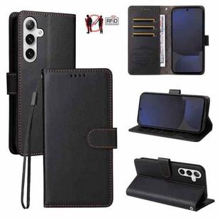 For Samsung Galaxy S24 FE 5G Litchi Texture RFID Blocking 3-Card Wallet Leather Phone Case(Black)