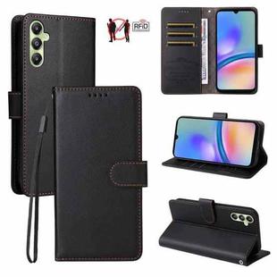 For Samsung Galaxy A05s Litchi Texture RFID Blocking 3-Card Wallet Leather Phone Case(Black)