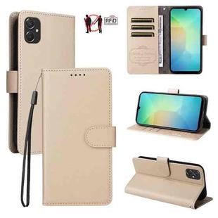 For Samsung Galaxy A06 4G / 5G Litchi Texture RFID Blocking 3-Card Wallet Leather Phone Case(Beige)