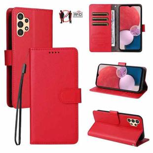 For Samsung Galaxy A13 4G / 5G Litchi Texture RFID Blocking 3-Card Wallet Leather Phone Case(Red)