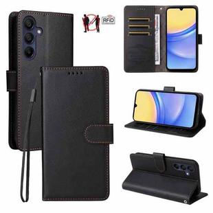 For Samsung Galaxy A15 4G / 5G Litchi Texture RFID Blocking 3-Card Wallet Leather Phone Case(Black)